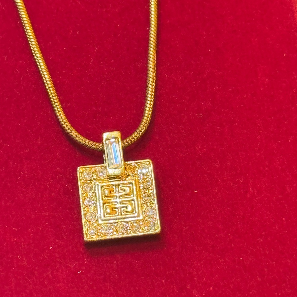 Givenchy Gold and Silver Square Pendant Necklace - Picture 13 of 14